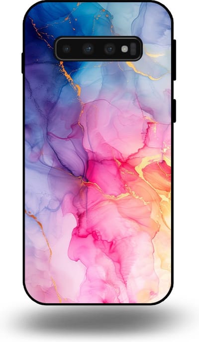 Smartphonica Telefoonhoesje geschikt voor Samsung Galaxy S10 Plus met marmer opdruk - TPU backcover case marble design - Regenboog geschikt voor Samsung Galaxy S10 Plus