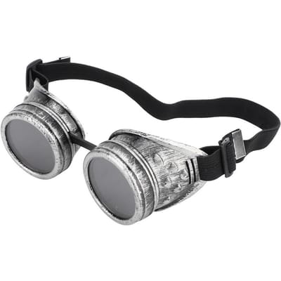 ABS Vintage Stijl Steampunk Bril Dubbellaags Zonnebril voor Feest Attribuut Decoratie Antique Silver black
