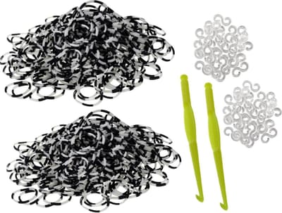 Behave - 600 Loombandjes - Zwart-Wit - Met Weefhaken & S-clips - Latexvrij - Creatief Speelplezier