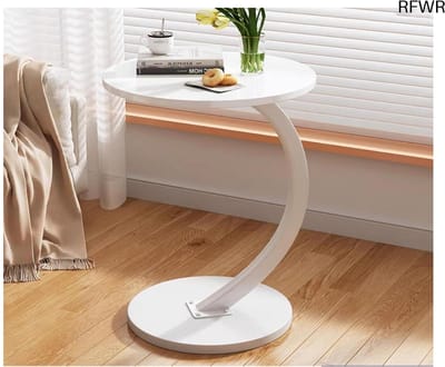 RFWR® Ronde Houten Bijzettafel - C-Vormig Design voor Woonkamer