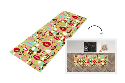 Keukenloper 150x50 cm - Keukenmat vinyl Patronen - Bloemen - Kleuren - Keukenmatten loper - Keuken vloerkleed tapijt