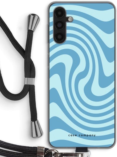 Case Company® - Hoesje met koord geschikt voor Samsung Galaxy A13 5G hoesje met Koord - Swirl Blauw - Telefoonhoesje met Zwart Koord - Bescherming aan alle Kanten en Over de Schermrand