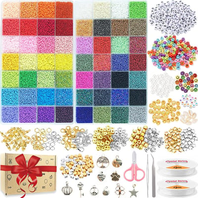 Rocaillekralen set, 44295 stuks, 56 kleuren, 2 mm, voor armbanden, kettingen, ringen, telefoonketting, sieraden, 615 accessoires