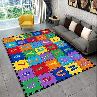 ABC Cartoon Alfabet Kinderen Kruipen Kinderen Speelkamer Vroege Educatie Gebied Tapijt, Tapijt voor Woonkamer Slaapkamer Bank, Antislip Mat 50x80cm