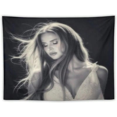 1 Stuk Lana Del Rey Vintage Portret Wandkleed, Zangeres Fan Muurdecoratie, Coole Kamer Spullen, Groot Formaat, Polyester 2D Print, Slaapkamer St (as the picture,60X90cm)