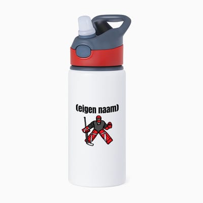 Hacebo® - ijshockey keeper met eigen naam waterfles met rietje rood - Ijshockey - atleten - iemand die houdt van ijshockey - verjaardag - cadeau - kado - water fles - 650ML