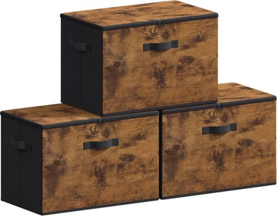 SONGMICS - Opbergbox - Opbergdoos - Deksel - Opvouwbare - Handgrepen - Set van 3 voor Kledingopslag