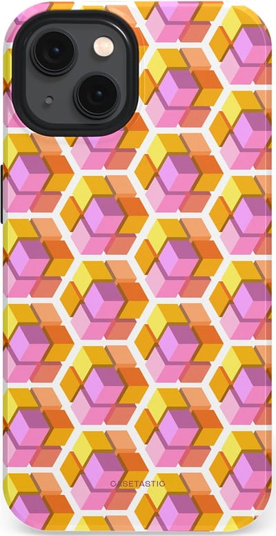 Casetastic Hoesje Geschikt voor Apple iPhone 13 Magsafe - Stijlvolle Beschermende Duo-layer Case - Pastel Hex Kunst