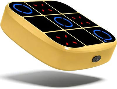 Sxhlseller Tic Tac Toe-spel, 4-in-1 Handheld Elektronisch Tic Tac Toe-puzzelspel, Draagbare Reisbordspellen met 5 Leuke Hersengeheugenspellen voor Volwassenen, Familie, Jongens en Meisjes (YELLOW)
