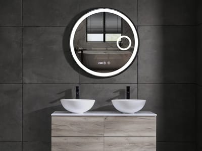 Mawialux LED Badkamerspiegel - 120cm - Rond - Verwarming - Digitale klok - Julia