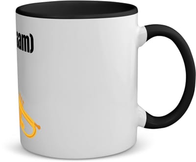Akyol - trompet met eigen naam koffiemok - theemok - zwart - Trompet - muziek liefhebbers - iemand die houdt van trompetten - verjaardag - cadeau - kado - geschenk - 350 ML inhoud