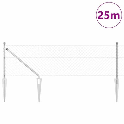 vidaXL - gaashek - met - grondpennen - 25 - x - 0,4 - m - Gegalvaniseerd - staal - zilver