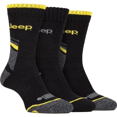 Heren Zware Werk Sokken met Voorkeursupport | Jeep | Volle Kussen Hoge Prestaties Katoenen Bootsokken met Verstevigde Hak en Teen - Zwart / Charcoal