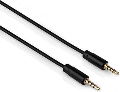 Jack kabel - 4-Polig - Male naar Male - Niet afgeschermd - Verguld - 3.5mm - 1 meter - Zwart - Allteq