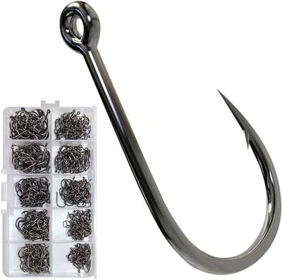 Kwalitatieve RVS Zoutwater Vissen Haken - 500 Stuks, Extra Sterke Haken met Lang Schacht, Maat 2#-12# voor Professioneel Vissen