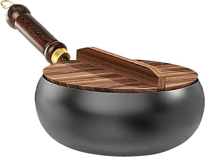 Japanse wokpan - Handgesmede pan - Roerbakken en koken - Zonder chemische coating - 24 cm - Zwart