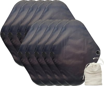 10 stks 25.4 cm Bamboe Doek Herbruikbare Wasbare Pads Maandverband Menstruatie Cup + 1 Bewaarzakje / Waszakje
