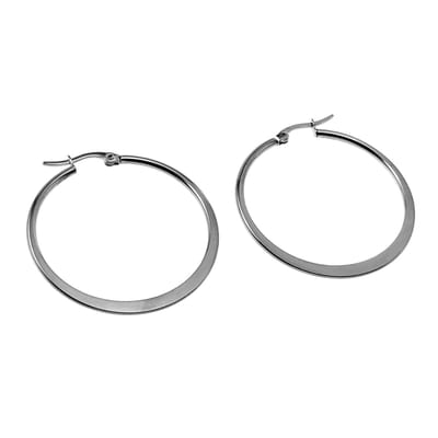 ∅40mm Oorbellen Dames - Stalen Zilverkleur - Oorringen Platte -Design