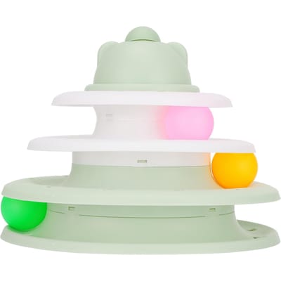 Jouet Chat Piste Plateau Tournant 3 Niveaux Anti-Dérapant Interactif Balle Roulante Chaton Tour Jouet Puzzle white