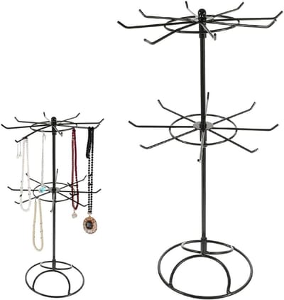 Rotatable 2-Step Detachable Sieradenstandaard met 16 Haken voor Kettingen, Armbanden en Ringen