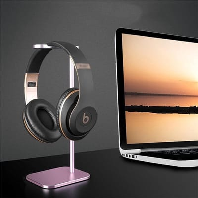 Hoofdtelefoon standaard - Koptelefoon houder - Bureau organiseren - Antislip siliconen basis - 10.4 x 8.2 x 25 cm - Roze