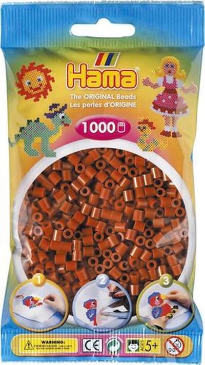 Hama midi NATUURLIJK BRUIN strijkkralen, zakje met 1.000 stuks normale strijkparels (creatief knutselen met kralen / hama beads, kinderfeestje!)