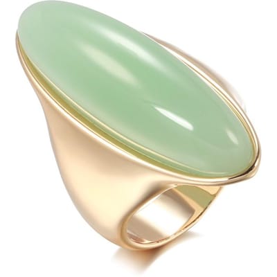Bague de Luxe en Pierre Naturelle Verte Pour Femmes Grande Brillante Or Rose Bague de Mariée Bijoux de Mariage Fins Vintage 10 beige
