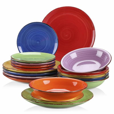 Serviesset - 6 Persoons Servies - Keramiek - Diner-, Soep- en Dessertborden - 18-delige Set - Meerkleurig