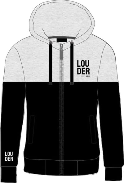 LOUDER® - Vest - Hoodie - Grijs - Zwart - Heren - Rits - Capuchon - Maat XXL - 2XL