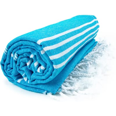 The One Towelling Hamam Sultan handdoek - 100 x 180 cm - Sauna Handdoek - Hamamdoek strandlaken - 100% katoen - Turkoois/Wit