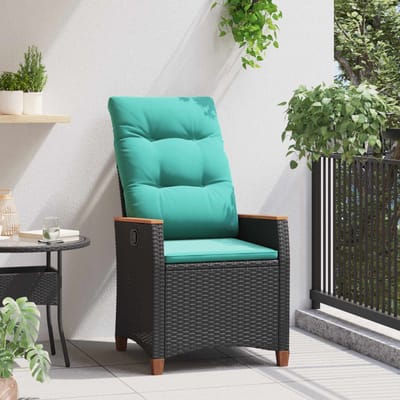 vidaXL - Ligstoel - voor - Tuin - Zwart - en - Turkoois - 64 - x - 57,5 - x - 112 - cm