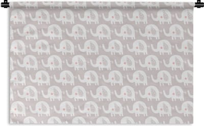 Wandkleed - Wanddoek - Olifant - Design - Stippen - 180x120 cm - Wandtapijt
