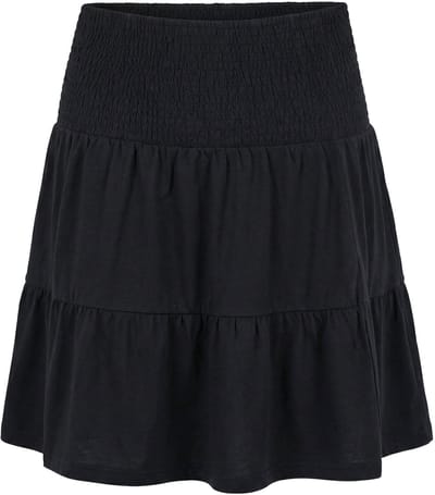 MIAMODA - Dames - Jersey rok A-lijn brede gerimpelde tailleband - Zwart - Maat 46