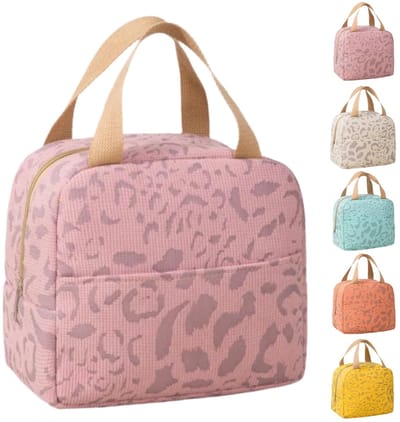 Koeltas met aluminiumfolie, houdt 3-4 uur koud/warmte, 20 x 23 x 14 cm, voor kantoor, picknick, reizen, school, roze