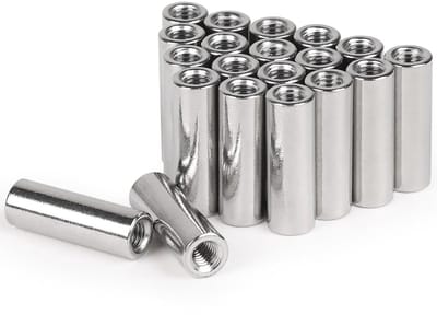 Pack van 20 lange moeren M6 x 30, roestvrijstalen schroefhulzen, verlengmoeren en spacerhulzen voor stevige verbindingen