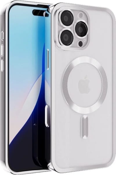 Coverzs magneet hoesje met camera cover geschikt voor Apple iPhone 16 Pro Max hoesje - Telefoonhoesje geschikt voor magnetische accessoires - Transparante backcover - Telefoonhoesje met camerabescherming (zilver)