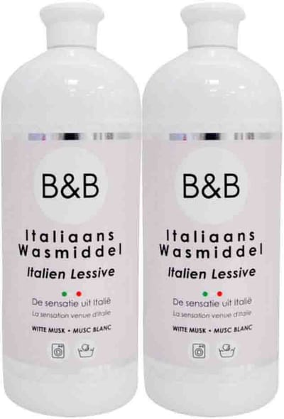 B&B Italiaanse Wasparfum Wasmiddel Witte Musk - 2 x 1000 ml - Voordeelverpakking