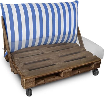 Palletkussen Gestreept - Zitkussen Rugkussen - Buiten Zitten - Waterafstotend Zonwerend - 120x60x20 cm - Blauw Strepen