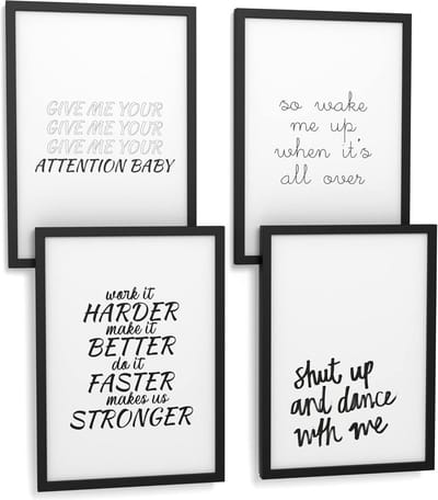 Spreuk Poster Set - Wanddecoratie Muurprints - Woonkamer Decoratie - Set van Vier A4 - 21x30 cm - Typografie