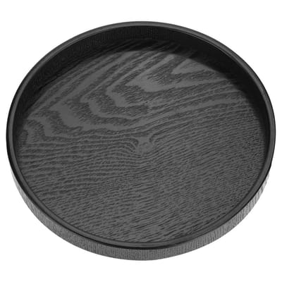 TOVBMUP Houten dienblad rond - Dienbladen - Dienblad - Sierschaal - Decoratieschaal - Decoratieve dienbladen - Design presenteerblad - Tapasplank - Serveerschaal - Kaarsenplateau - Hout - Diameter 27 cm - Zwart