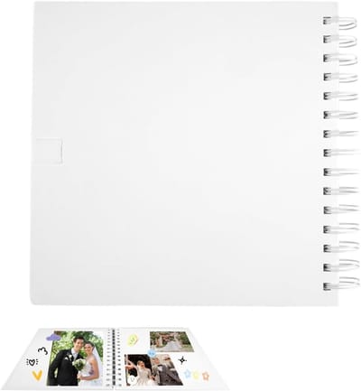 Fotoalbum 20,5 x 20,5 cm met 40 pagina's, spiraalbinding en witte pagina's voor scrapbooking, ideaal voor verjaardagen en bruiloften