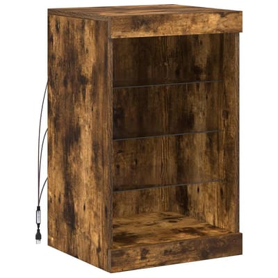 vidaXL - Dressoir - met - LED-verlichting - 41x37x67 - cm - gerookt - eikenkleurig