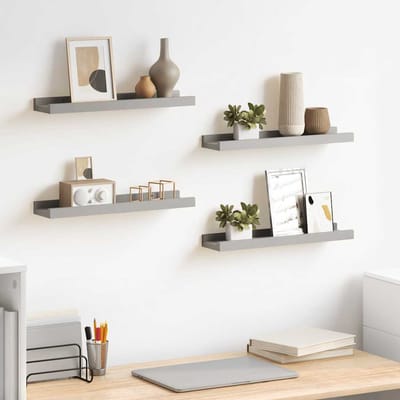 vidaXL - Wandschappen - 4 - st - 40x9x3 - cm - grijs