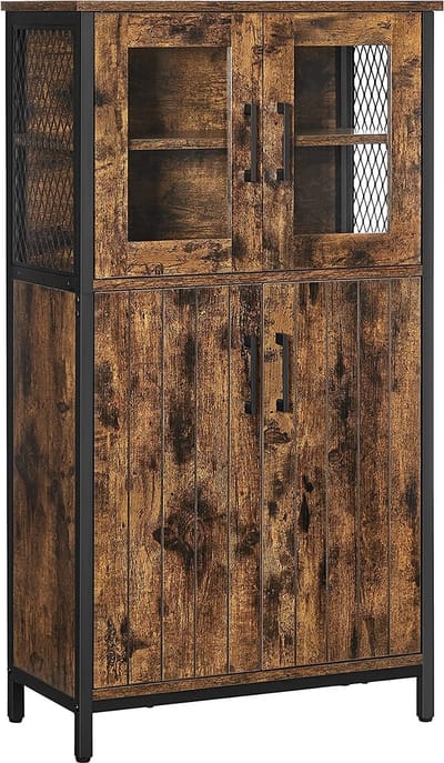 MIRA Home - Badkamermeubel - Dressoir - Bruin - Hout/Metaal - 30x60x108cm