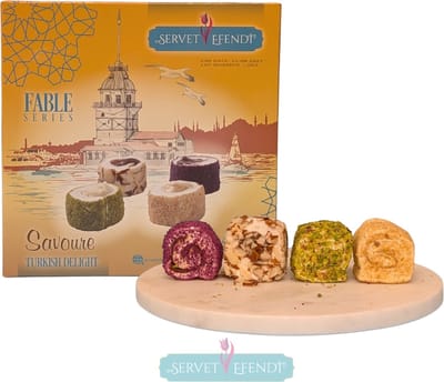 Servet Efendi-Fable Series Savoure Collection-Turkish Delight met Hazelnut,Pistachio-Almond-Sarma Lokum-400gr