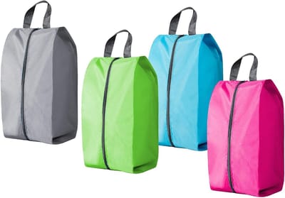 Waterdichte en Stofdichte Reistas voor Schoenen - Set van 4 Opbergzakken voor Schoenen, Kleding en Toilettas - Ideaal voor Reizen in Roze, Groen, Blauw en Grijs