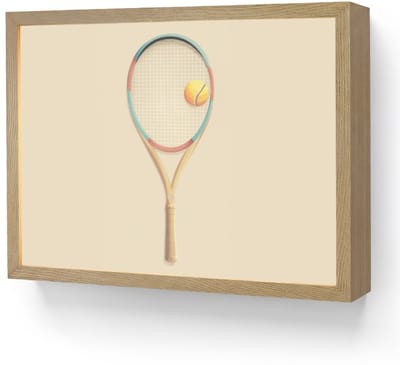 Wandlamp 40x30 cm - Oplaadbaar - Tennisracket - Bal - Beige - Wandlampen binnen woonkamer - Slaapkamer lamp - Decoratieve nachtlamp - Vloerlamp draadloos