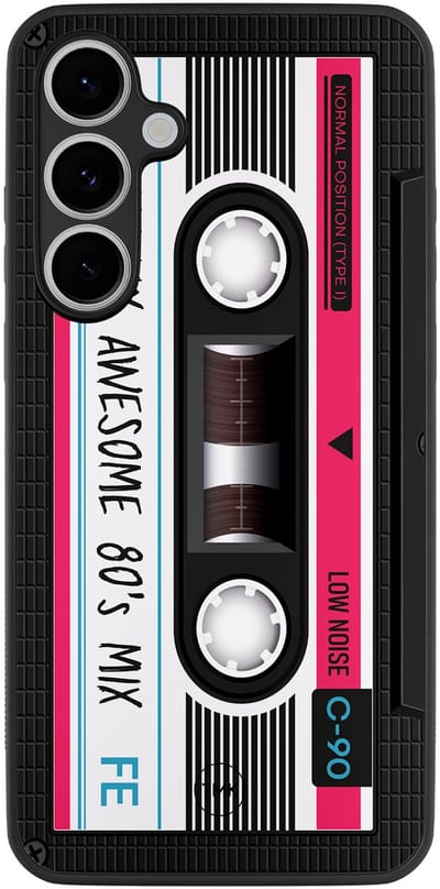 Hoesje geschikt voor Samsung Galaxy S24 FE - Cassette - Zwart - TPU case - Print - Hardcase zwart telefoonhoesje