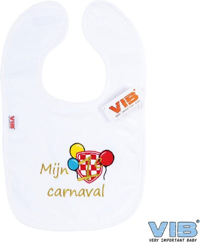 VIB® - Slabbetje Luxe velours - Mijn 1e Carnaval (Wit) - Babykleertjes - Slabbetjes - zwangerschap aankondiging - baby aankondiging