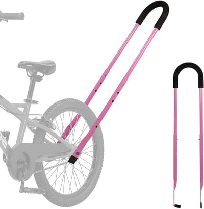 Fiets Trainer Handvat - Balans Stuur - Kind Leren Fietsen - Universele Klem - 40.9 cm Pakket - Roze